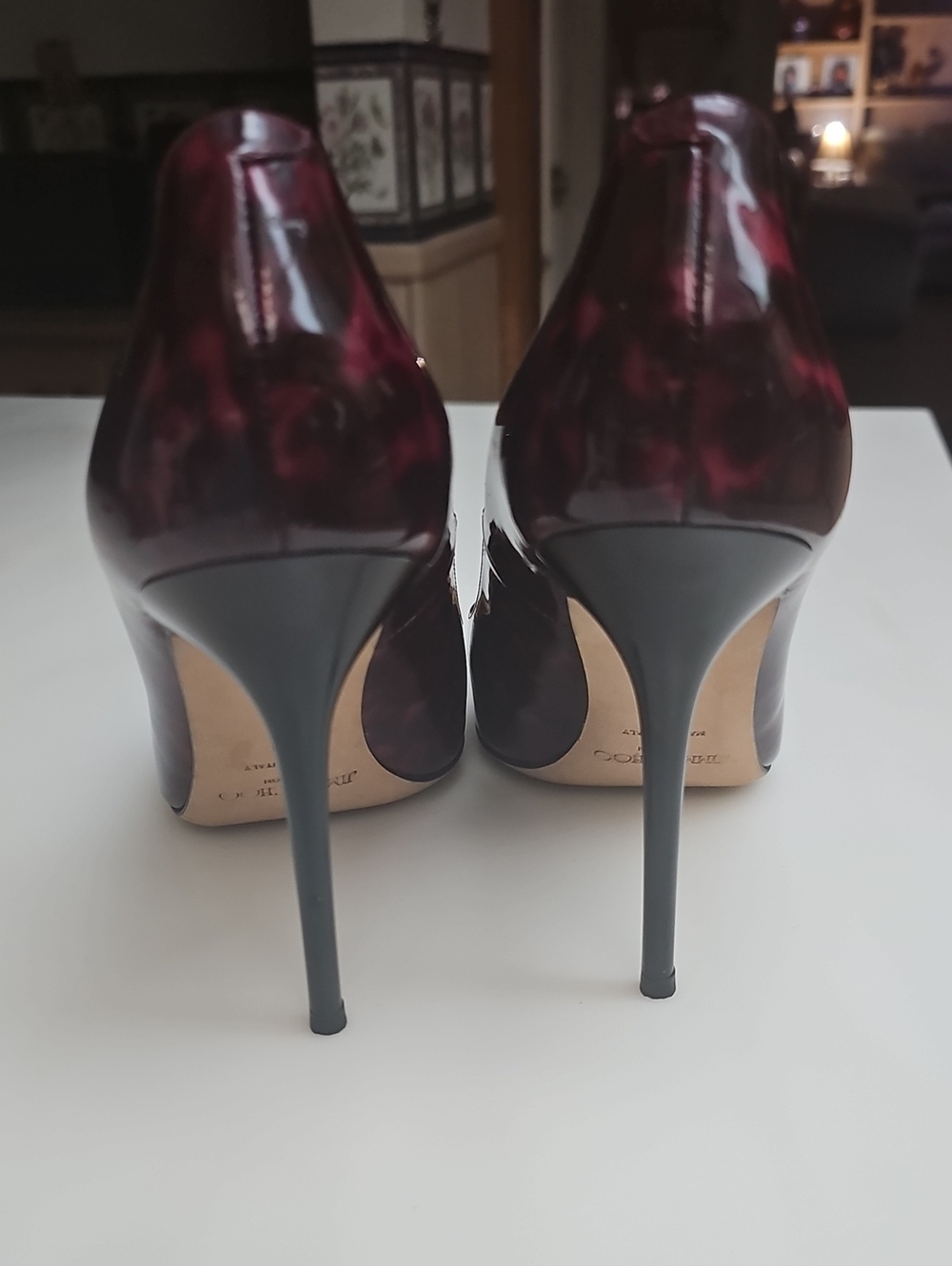 Jimmy Choo Women's Red/Black Patent leather Pointed-Toe Pumps - Picture 3 of 13